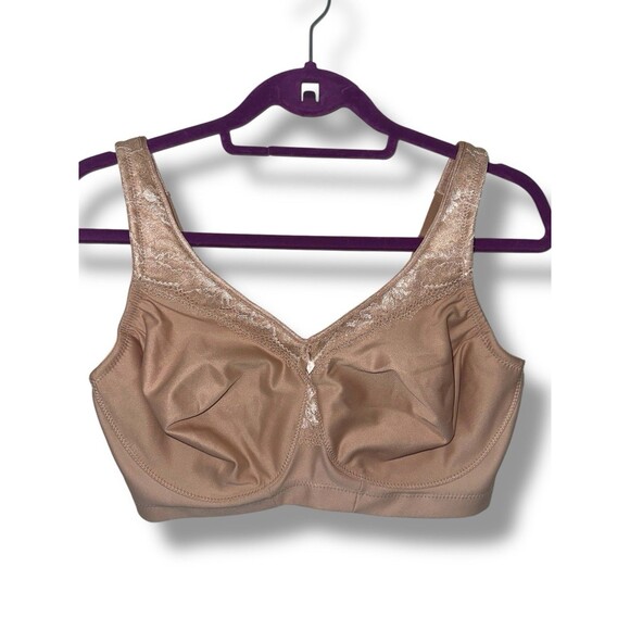 Glamorise 1007 MagicLift Seamless Firm Support Bra Beige Lace 34F - Picture 2 of 14